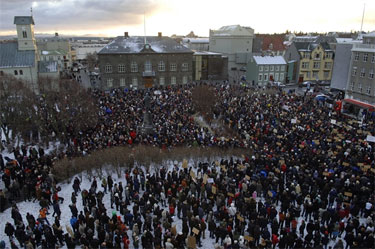 Protest in Iceland with 2.5% of population. Protest in Iceland with 2.5% of population.