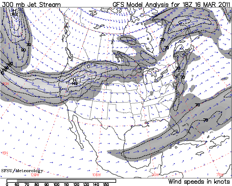jet stream Map showing jet stream patterns