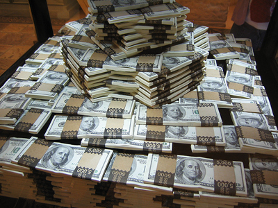Pile of Federal Reserve Note money and currency Pile of Federal Reserve Note money and currency